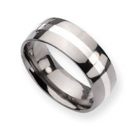 Titanium Sterling Silver Inlay 8mm Polished Round Wedding Band