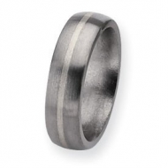 Titanium Sterling Silver Inlay 6mm Brushed Round Wedding Band
