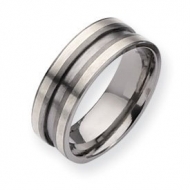 Titanium Sterling Silver Inlay 8mm Satin Wedding Band