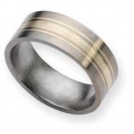 Titanium Sterling Silver Inlay 8mm Brushed Wedding Band