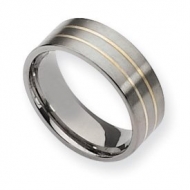 Titanium Sterling Silver Inlay 8mm Satin Wedding Band