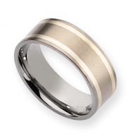 Titanium Sterling Silver Inlay Flat 8mm Satin Wedding Band