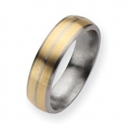 Titanium 14k Gold Inlay 6mm Brushed Wedding Band