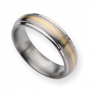 Titanium 14k Gold Inlay 6mm Brushed and Polished Wedding Band