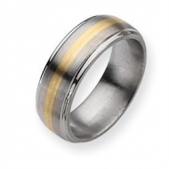 Titanium 14k Gold Inlay 8mm Brushed and Polished Wedding Band