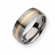 Titanium 14k Gold Inlay 8mm Brushed Wedding Band