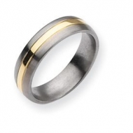 Titanium 14k Gold Inlay 6mm Brushed and Polished Wedding Band