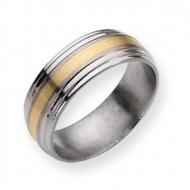 Titanium 14k Gold Inlay 8mm Brushed and Polished Wedding Band