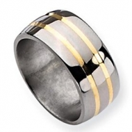 Titanium 14k Gold Inlay 10mm Polished Wedding Band