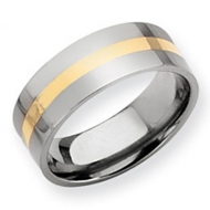 Titanium 14k Gold Inlay Flat 8mm Polished Wedding Band