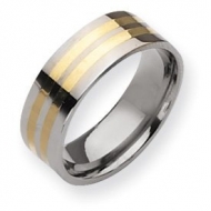 Titanium 14k Gold Inlay 8mm Polished Wedding Band