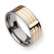 Titanium 14k Gold Inlay 8mm Polished Wedding Band