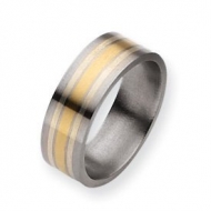 Titanium 14k Gold Inlay 8mm Polished Wedding Band