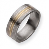 Titanium 14k Gold and Sterling Silver Inlay 8mm Satin Wedding Band