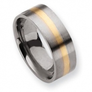 Titanium 14k Gold Inlay 8mm Satin Wedding Band
