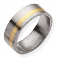 Titanium 14k Gold Inlay 8mm Satin Wedding Band