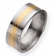 Titanium 14k Gold Inlay 8mm Satin Wedding Band
