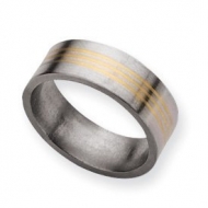 Titanium 14k Gold Inlay 8mm Satin Wedding Band