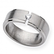 Titanium 8mm Diamond Brushed and Polished Wedding Band