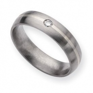 Titanium 6mm Diamond Brushed Wedding Band