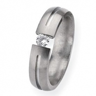 Titanium 5mm Diamond Brushed Wedding Band