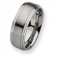 Stainless Steel 8mm Satin and Polished Wedding Band