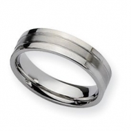 Stainless Steel Flat 6mm Satin and Polished Wedding Band