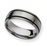 Stainless Steel Black Accent 8mm Satin Wedding Band