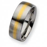 Stainless Steel 14k Gold Inlay 8mm Satin Wedding Band