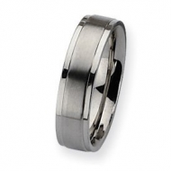 Stainless Steel Ridged Edge 6mm Satin and Polished Wedding Band