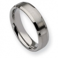 Stainless Steel Beveled Edge 6mm Brushed and Polished  Wedding Band