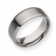 Stainless Steel Beveled Edge 8mm Brushed and Polished  Wedding Band