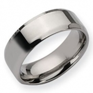 Stainless Steel Beveled Edge 8mm Polished Wedding Band