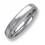 Sterling Silver 4mm Milgrain Comfort Fit  Wedding Band