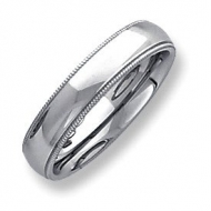 Sterling Silver 5mm Milgrain Comfort Fit  Wedding Band