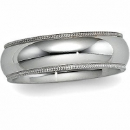 Sterling Silver 7mm Milgrain Comfort Fit  Wedding Band
