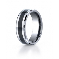 Cobalt Chrome   Black Ceramic Comfort Fit 7mm Wedding Band