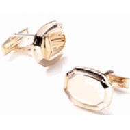 14K Yellow Gold Tone   Shield  Engraveable Cufflinks