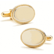 Gold Tone  Oval  Rope Frame  Engraveable Cufflinks