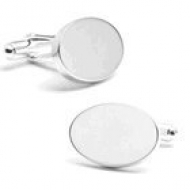 Sterling Silver Oval  Infinity Edge  Engraveable Cufflinks
