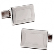Sterling Silver Rectangular Etched Infinity Edge Engraveable Cufflinks