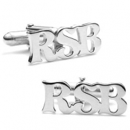 Sterling Silver Personalized  Cutout Initial  Engraveable Cufflinks
