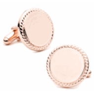 Gold Tone  Round  Rope Frame  Engraveable Cufflinks