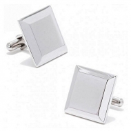 Stainless Steel Square  Beveled Edge  Engraveable Cufflinks