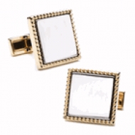 Two Tone Square  Rope Frame  Engraveable Cufflinks