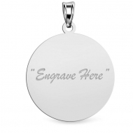 14K White Gold Round Pendant
