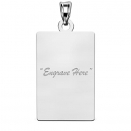 14K White Gold Rectangle Pendant
