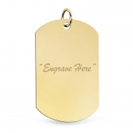 14K Yellow Gold Dog Tag Pendant