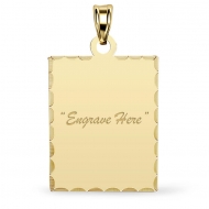 14K Yellow Gold Petite Rectangle with Diamond Cut Pendant