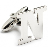 Genuine Sterling Silver Letter  N  Cufflinks